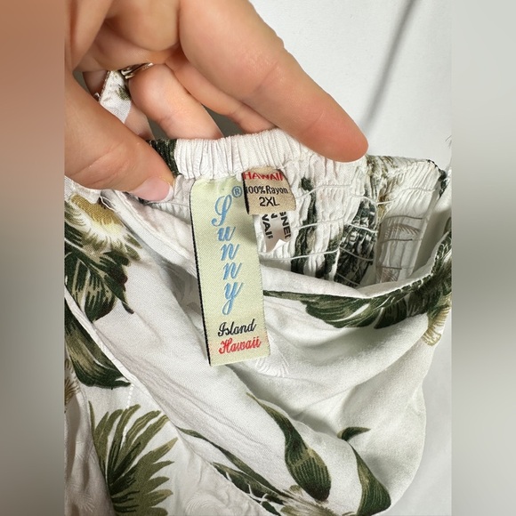 Sunny Island Hawaii Womens Halter Tropical Rayon Dress Green Ivory Size 2XL - Picture 8 of 14